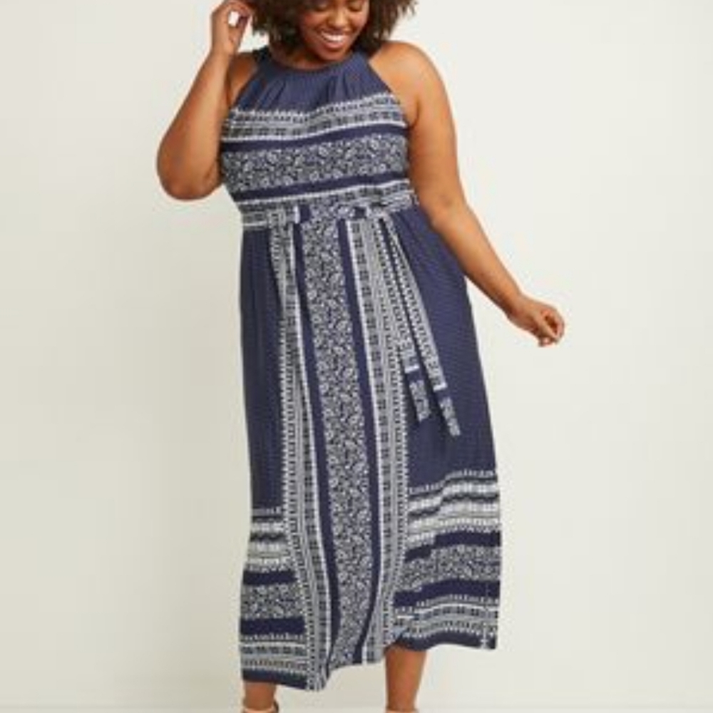 Lane Bryant halter maxi blue dress